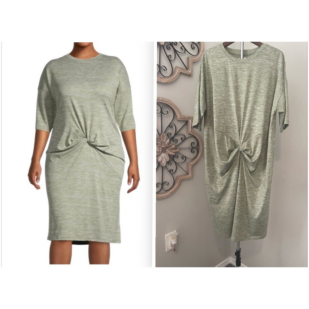 World Market Front Knot Peasant Shift Lounge Dress‎ One Size Heathered Green
